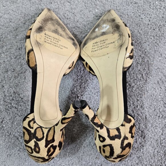 Sam Edelman Delilah Genuine Calf Hair Leopard Print D'Orsay Pointed Toe Pumps - Picture 6 of 12
